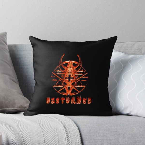 flamed disturbed pentagram Throw Pillow RB0301 product Offical disturbed Merch