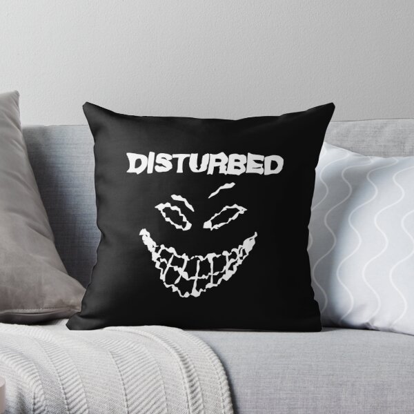 white disturbed smile Throw Pillow RB0301 product Offical disturbed Merch